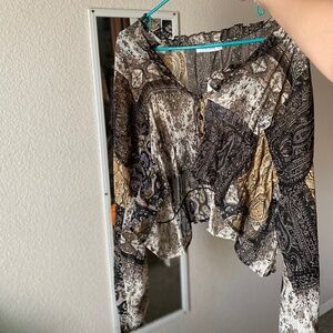 Atlas Paisley Chiffon Long Sleeve Blouse